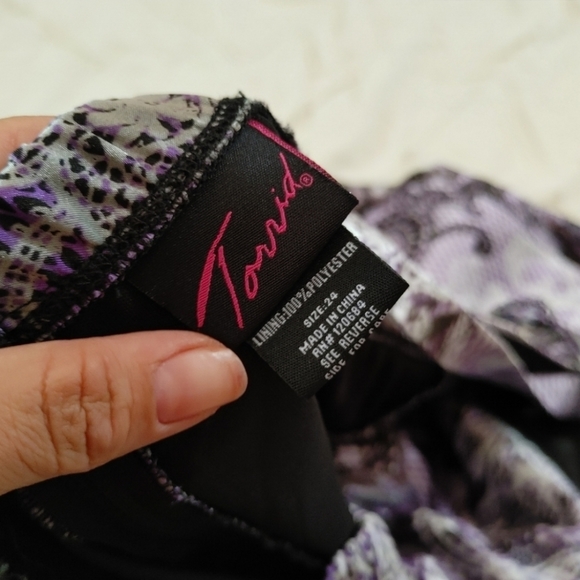 Torrid 24 Black Purple Floral Print Mini Dress - Picture 2 of 6